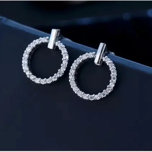 ✨NEW✨925 Sterling silver loop Earrings with Crystal Rhinestone for women